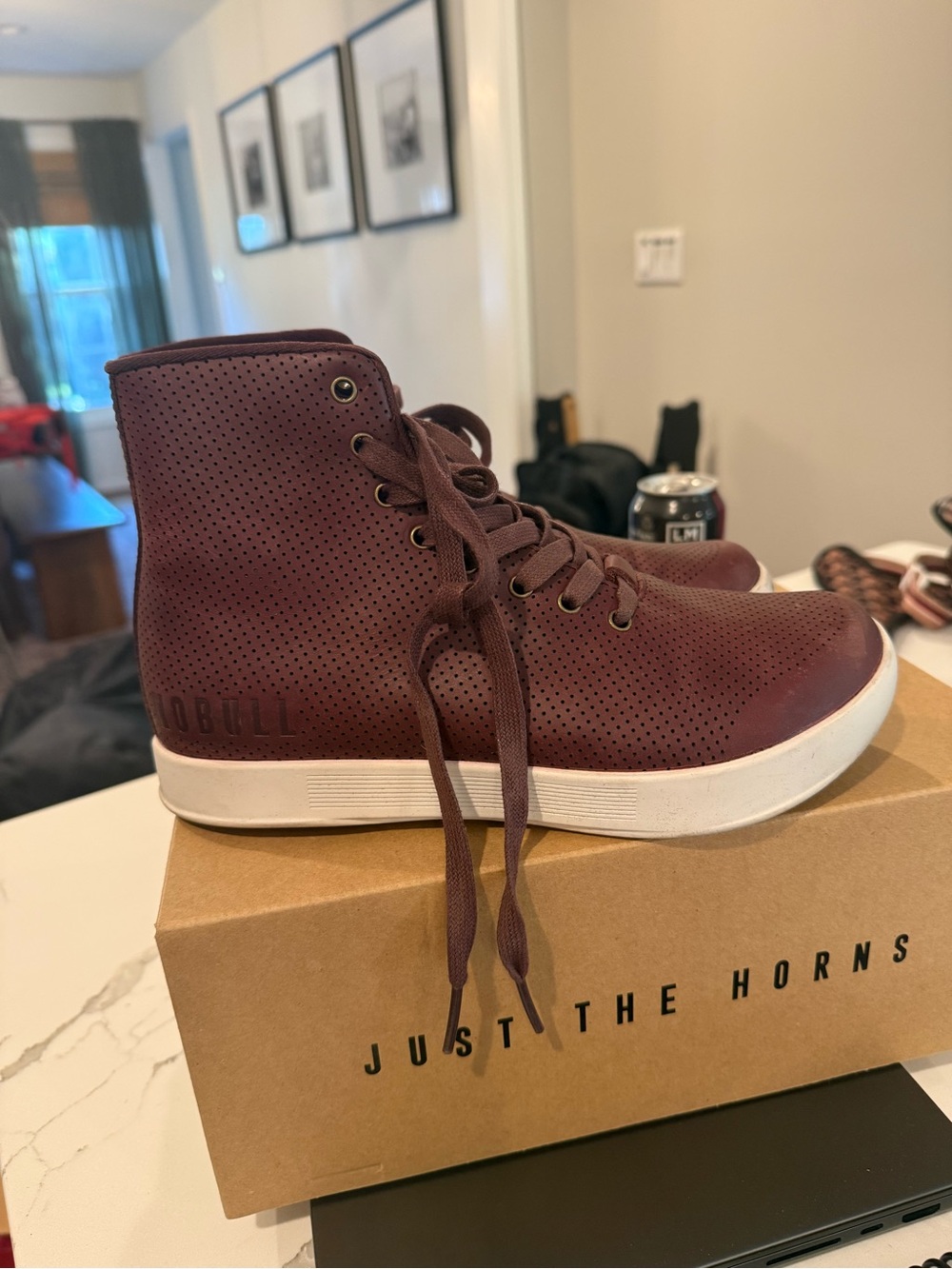 NOBULL red brown leather trainer high rise